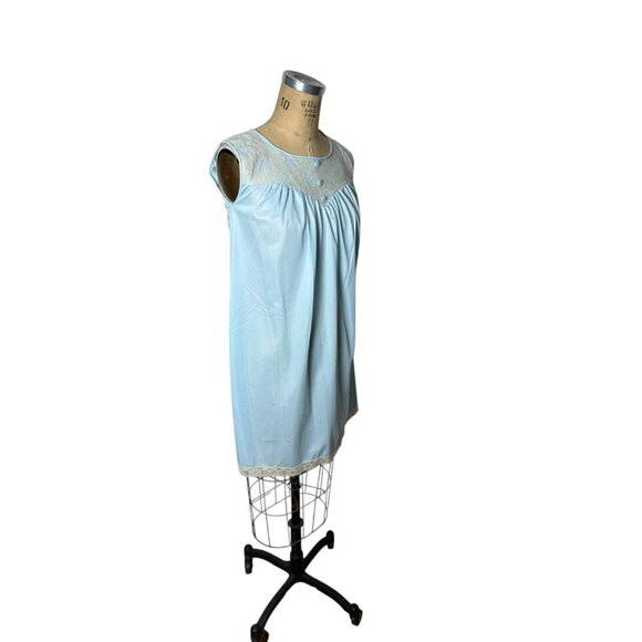 Vintage 1960s blue peignoir with lace collar and cuffs by Pinehurst Size S - Picture 5 of 8